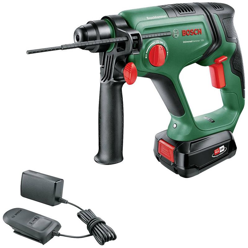 Foto van Bosch home and garden universal hammer -accu-boorhamer 18 v 2.5 ah li-ion incl. accu, incl. lader, incl. koffer