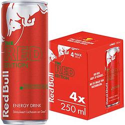 Foto van Red bull energy drink watermeloensmaak the red edition 4 x 250ml bij jumbo