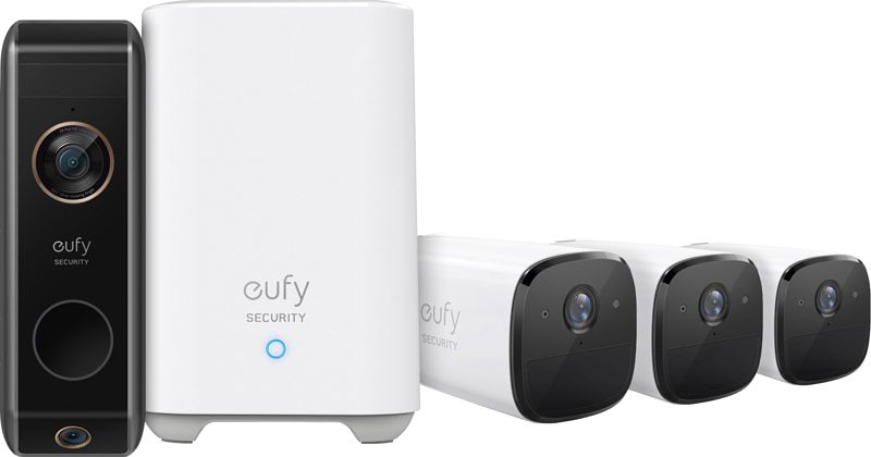 Foto van Eufycam 2 pro 3-pack + eufy video doorbell dual 2 pro