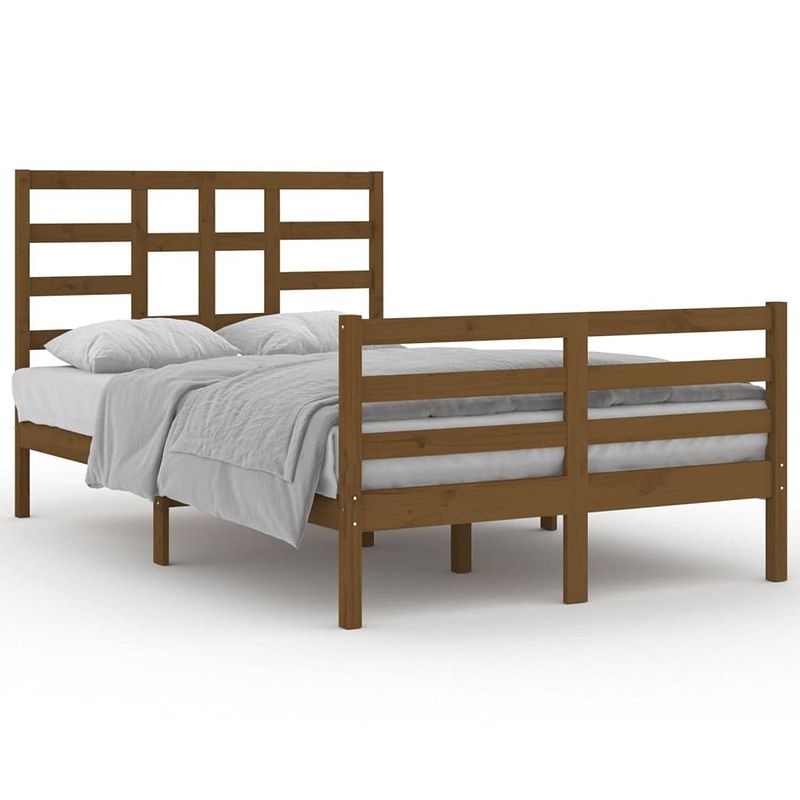 Foto van The living store houten bedframe - moderne slaapkamer - 120x200 cm - kleur- honingbruin