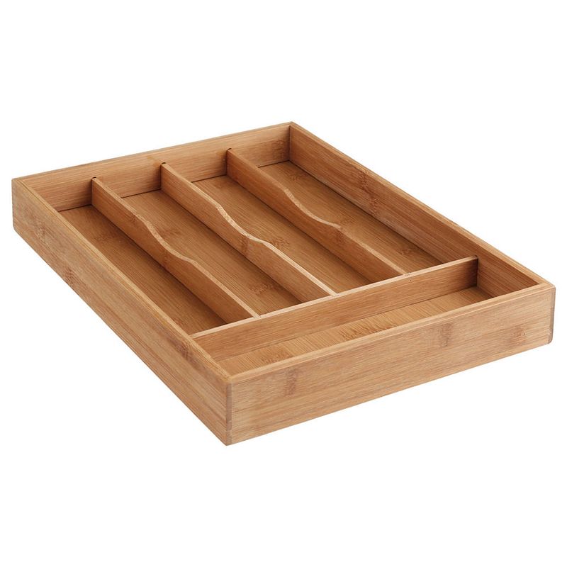 Foto van Decopatent® bamboe bestekbak 5 vaks - besteklade organizer - bestek