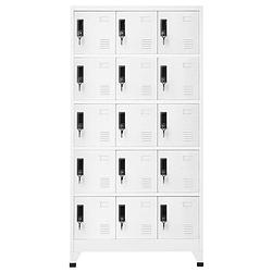 Foto van The living store lockerkast - modern - opbergkast - 90x40x180 cm - staal - wit