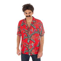 Foto van Chaks hawaii shirt/blouse - tropische bloemen - rood l (50) - carnavalsblouses