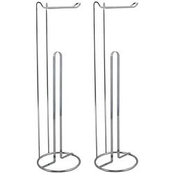 Foto van Msv wc/toiletrolhouder reservoir - 2x - metaal - zilver - 54 cm - voor 4/5 rollen - toiletrolhouders