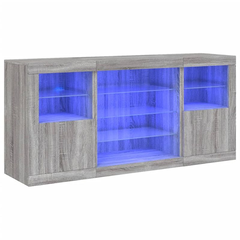 Foto van Vidaxl dressoir met led-verlichting 142,5x37x67 cm grijs sonoma