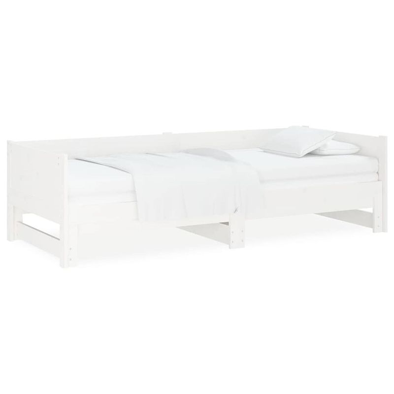 Foto van The living store slaapbank uitschuifbaar massief grenenhout wit 2x(90x190) cm - bed