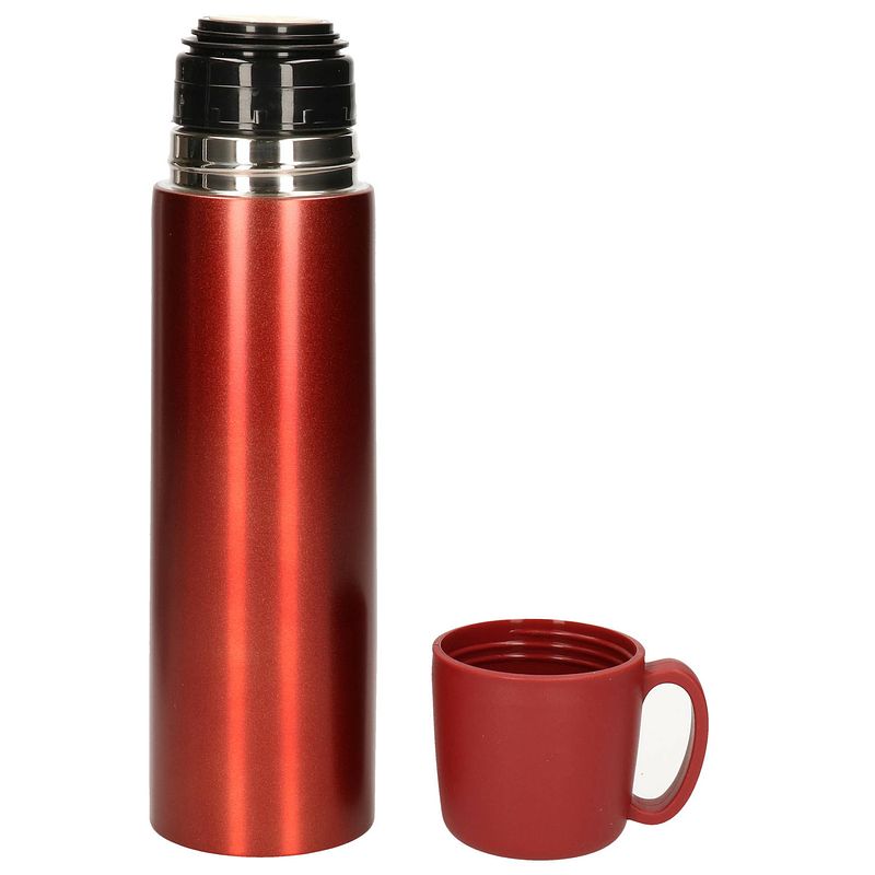 Foto van Rvs thermosfles/isoleerfles mat rood met kunststof dop 500 ml - thermosflessen