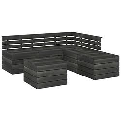 Foto van Vidaxl 6-delige loungeset pallet massief grenenhout donkergrijs