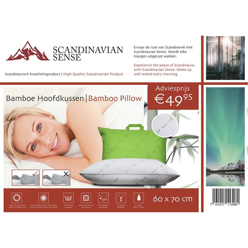 Foto van Scandinavian sense bamboe hoofdkussen - 60 x 70 cm