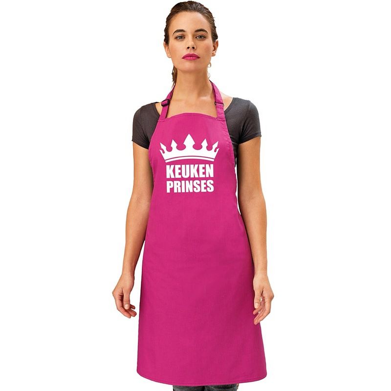 Foto van Keuken prinses keukenschort/ barbecueschort roze dames