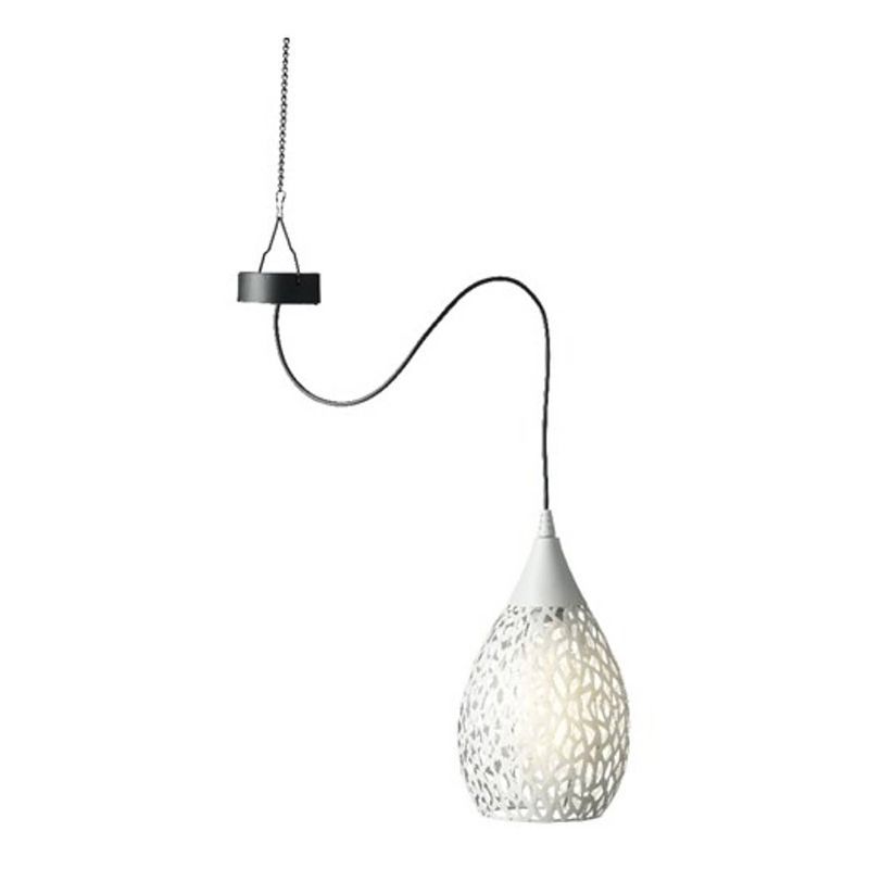 Foto van Witte solar tuinverlichting hanglamp ijzer 21 cm - buitenverlichting