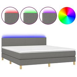 Foto van Vidaxl boxspring met matras en led stof donkergrijs 160x200 cm