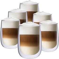 Foto van Latte macchiato glazen - dubbelwandige koffieglazen - cappuccino glazen - 450 ml - 6x