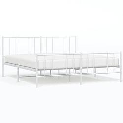 Foto van The living store bedframe classic - metalen - 207 x 187 x 90 cm - wit