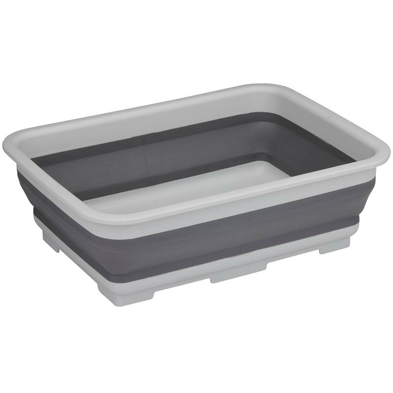 Foto van Alpina wasmand/opbergmand opvouwbaar - kunststof - 12 liter - grijs - 37 x 27 x 12 cm - emmers