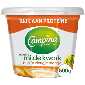 Foto van Campina magere kwark met een vleugje mango 500g bij jumbo