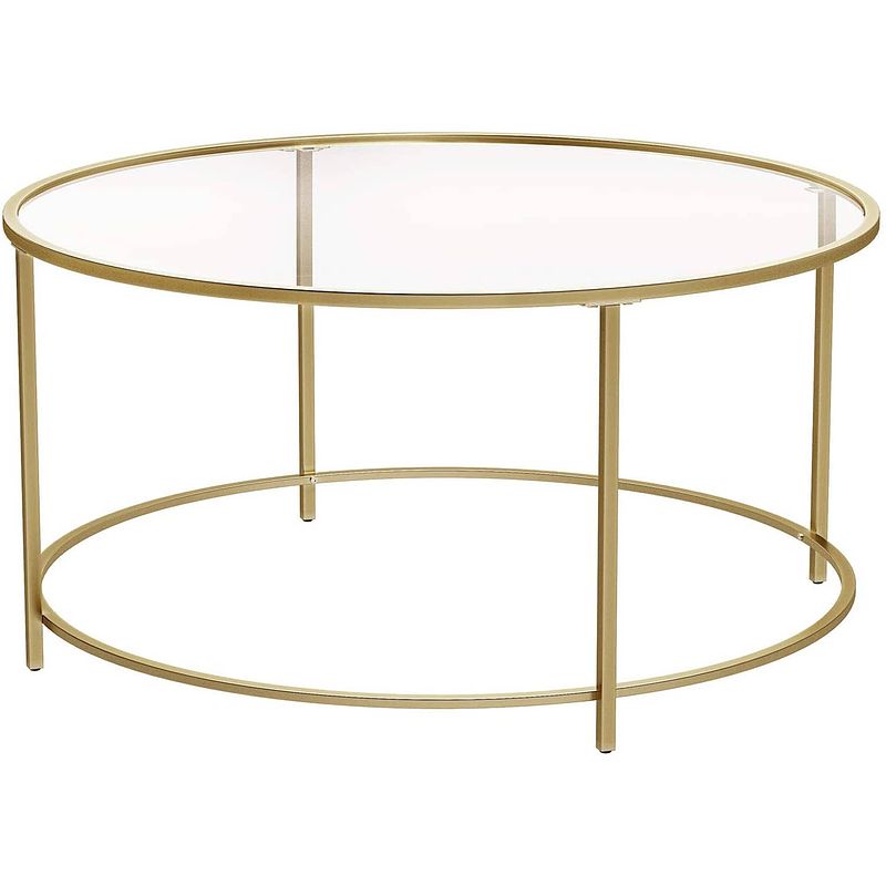 Foto van Parya home - ronde salontafel - glazen plaat - metalen frame - koffietafel - goud