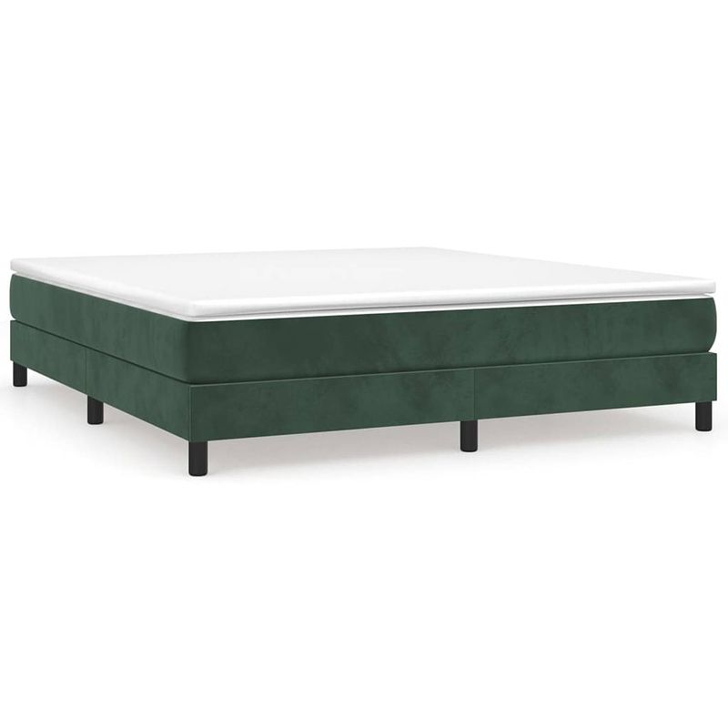 Foto van The living store boxspring met matras fluweel donkergroen 160x200 cm - bed