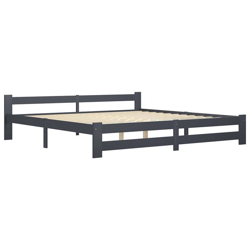 Foto van The living store bedframe - grenenhout - donkergrijs - 204 x 207 x 55 cm - voor matras van 200 x 200 cm - montage