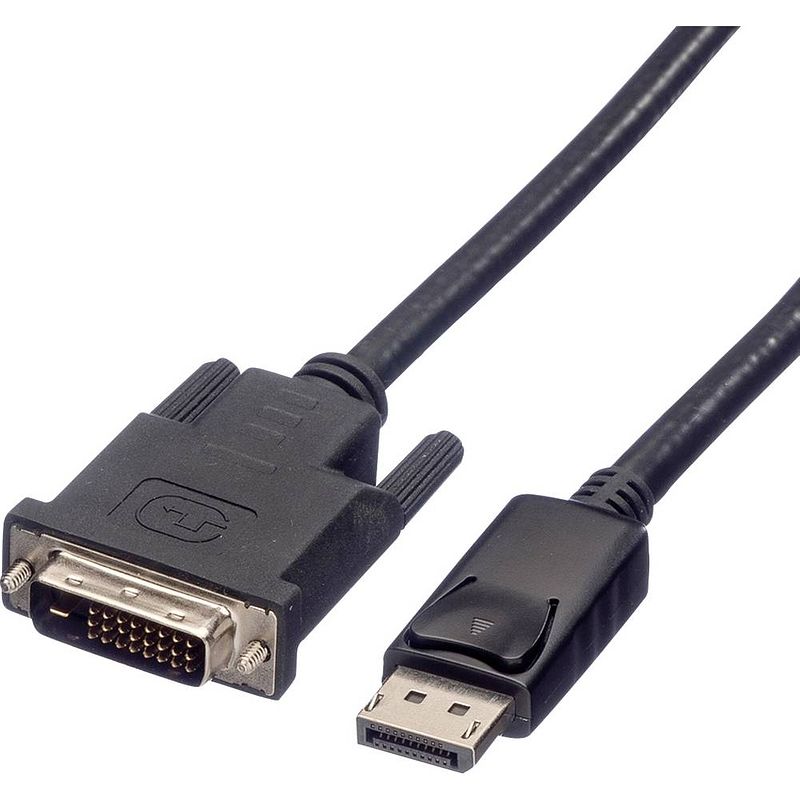 Foto van Roline displayport / dvi aansluitkabel displayport stekker, dvi-d 24+1-polige stekker 2.00 m zwart 11.04.5772 afgeschermd displayport-kabel