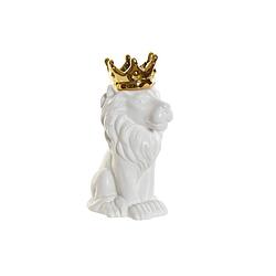 Foto van Casa di elturo decoratief beeld vaas royal lion wit/goud - h21 cm