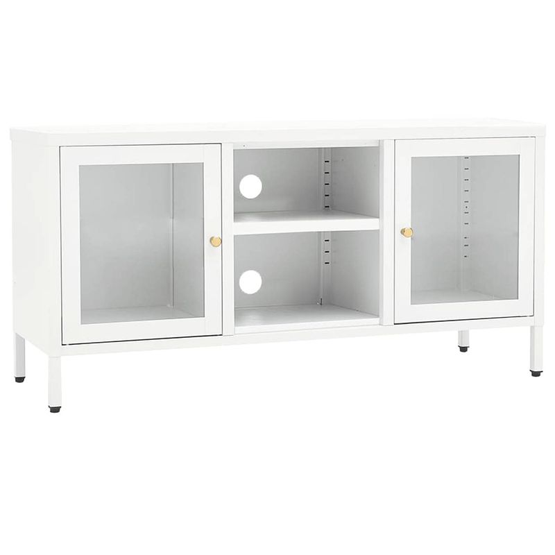 Foto van Infiori tv-meubel 105x35x52 cm staal en glas wit