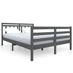 Foto van Vidaxl bedframe massief hout grijs 135x190 cm 4ft6 double