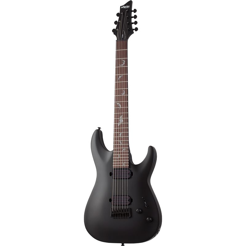 Foto van Schecter damien-7 satin black elektrische gitaar