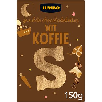 Foto van Jumbo gevulde chocoladeletter wit koffie s 150g aanbieding bij jumbo | 2 voor 4.50