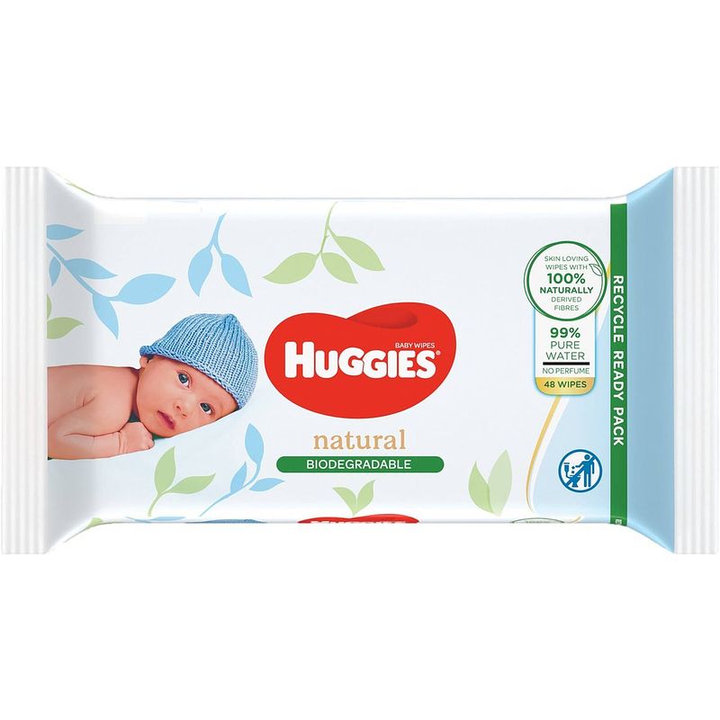 Foto van Huggies - natural biologisch afbreekbaar - billendoekjes - 192 babydoekjes - 4 x 48