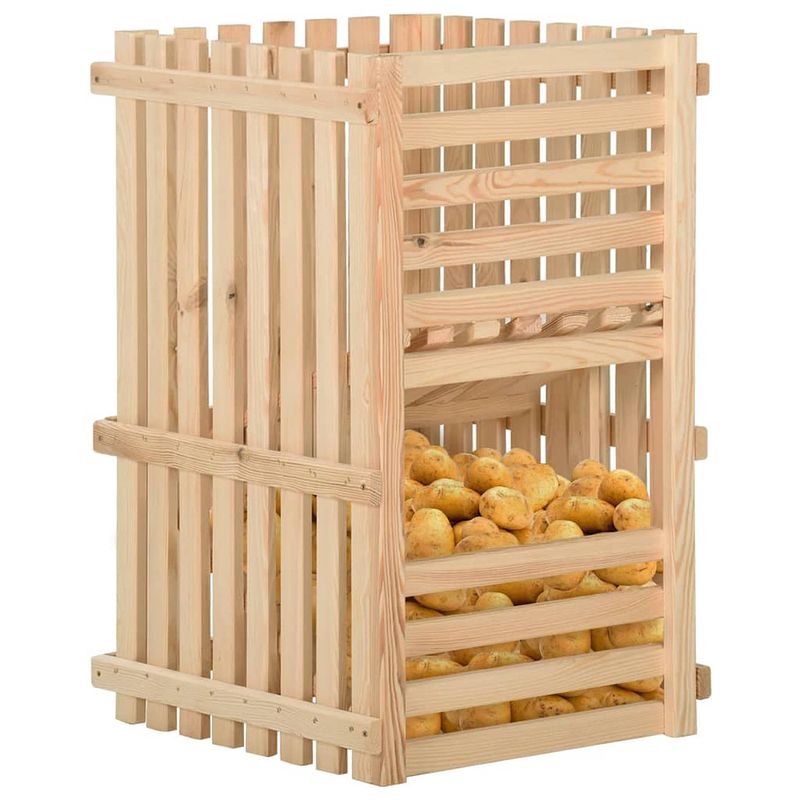 Foto van The living store aardappelkrat - opbergbak massief grenenhout 50x50x80 cm - dubbele lagen