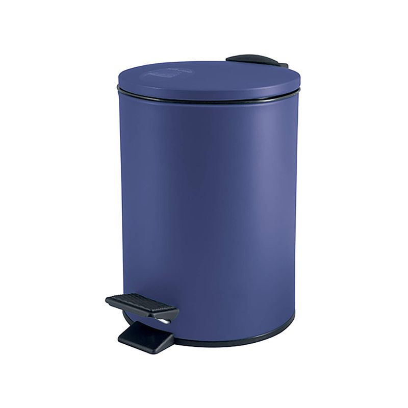 Foto van Spirella pedaalemmer cannes - blauw - 3 liter - metaal - l17 x h25 cm - soft-close - toilet/badkamer - pedaalemmers