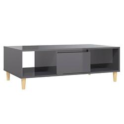 Foto van The living store salontafel scandinavisch - opbergschappen - hoogglans grijs - 103.5 x 60 x 35 cm