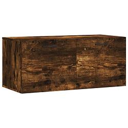 Foto van The living store zwevende wandkast - 80 x 36.5 x 35 cm - gerookt eikenhout