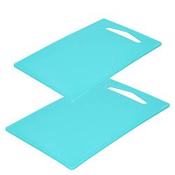 Foto van Kunststof snijplanken set van 2x stuks blauw en bruin 36 x 24 cm - snijplanken