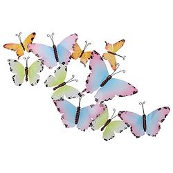 Foto van Pro garden tuin wanddecoratie vlinders - metaal - groen - 66 x 38 cm - tuinbeelden