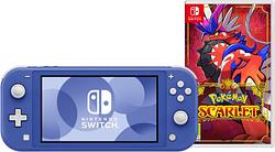 Foto van Nintendo switch lite blauw + pokémon scarlet