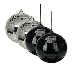 Foto van Grote discobal kerstballen - 2x stuks - zilver - 10 cm - kunststof - kerstbal