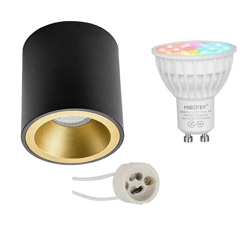 Foto van Mi-light miboxer - opbouwspot set gu10 - smart led - wifi led - slimme led - 4w - rgb+cct - aanpasbare kleur - dimbaar -