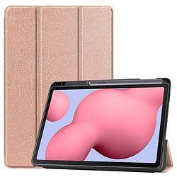 Foto van Basey samsung galaxy tab s6 lite hoesje kunstleer hoes case cover - rose goud