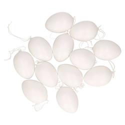 Foto van 12x diy plastic/kunststof decoratie eieren/paaseieren wit 6 cm - feestdecoratievoorwerp