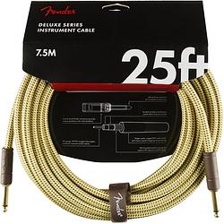 Foto van Fender deluxe cables instrumentkabel 7.5m geel tweed recht