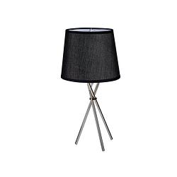 Foto van Design tafellamp/schemerlampje zwarte kap en stalen poten 38 cm - tafellampen