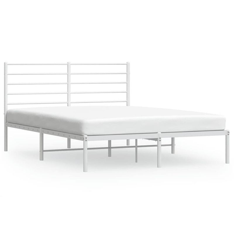 Foto van Vidaxl bedframe met hoofdbord metaal wit 160x200 cm