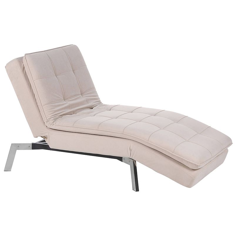 Foto van Beliani loiret - chaise longue-beige-fluweel