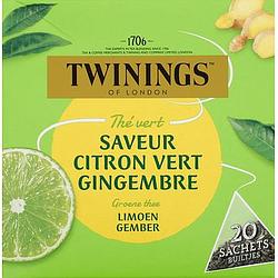 Foto van Twinings of london groene thee limoen gember 20 stuks bij jumbo