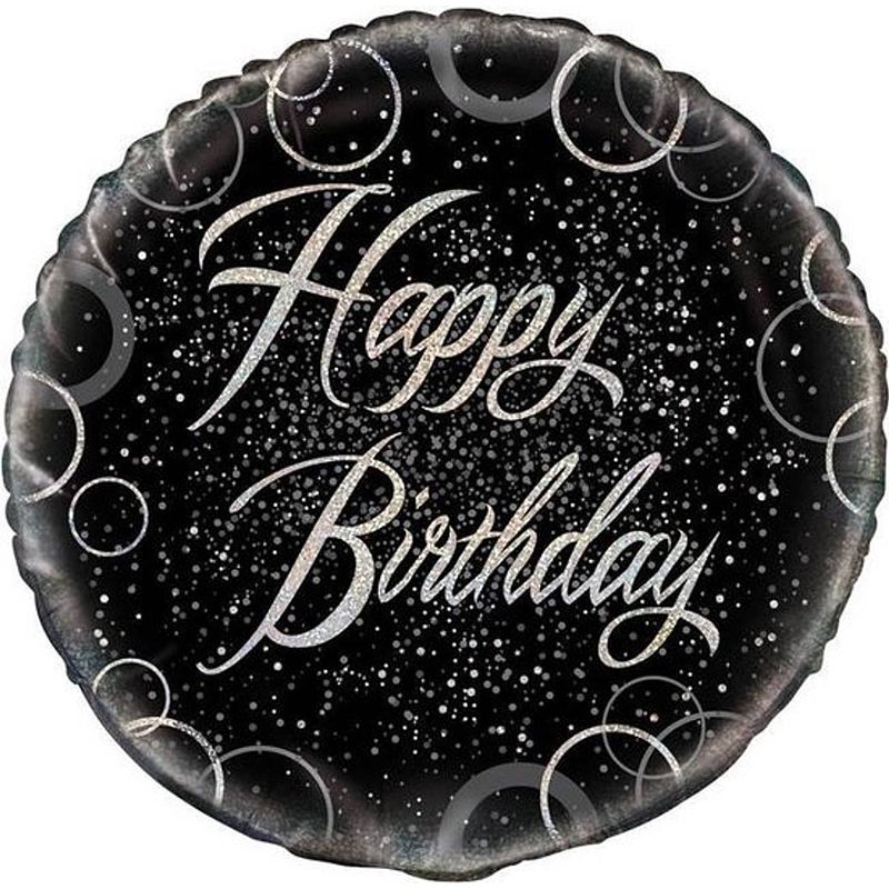Foto van Folie ballon ""happy birthday"" zwart 45.7cm