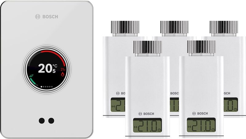 Foto van Bosch easycontrol ct200 wit + 5x bosch easycontrol smart radiator thermostat rt10-rf