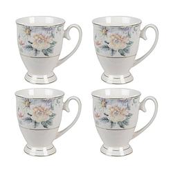 Foto van Haes deco - mokken set van 4 - 11x8x10 cm / 300 ml - met bloemen - flowers