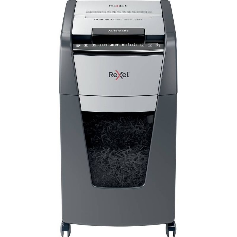 Foto van Rexel optimum autofeed+ 300x papierversnipperaar cross cut 4 x 25 mm 60 l aantal bladen (max.): 300 veiligheidsniveau 4 ook geschikt voor paperclips, nietjes,